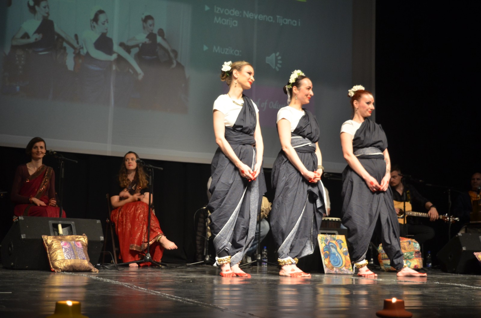 Students of the school on stage after an Odissi performance in Belgrade